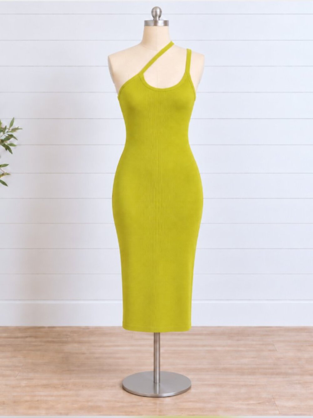 ALIX NYC Kiwi Green Ribbed Midi Dress NWT Sz L Side Slit Bodycon Minimalist